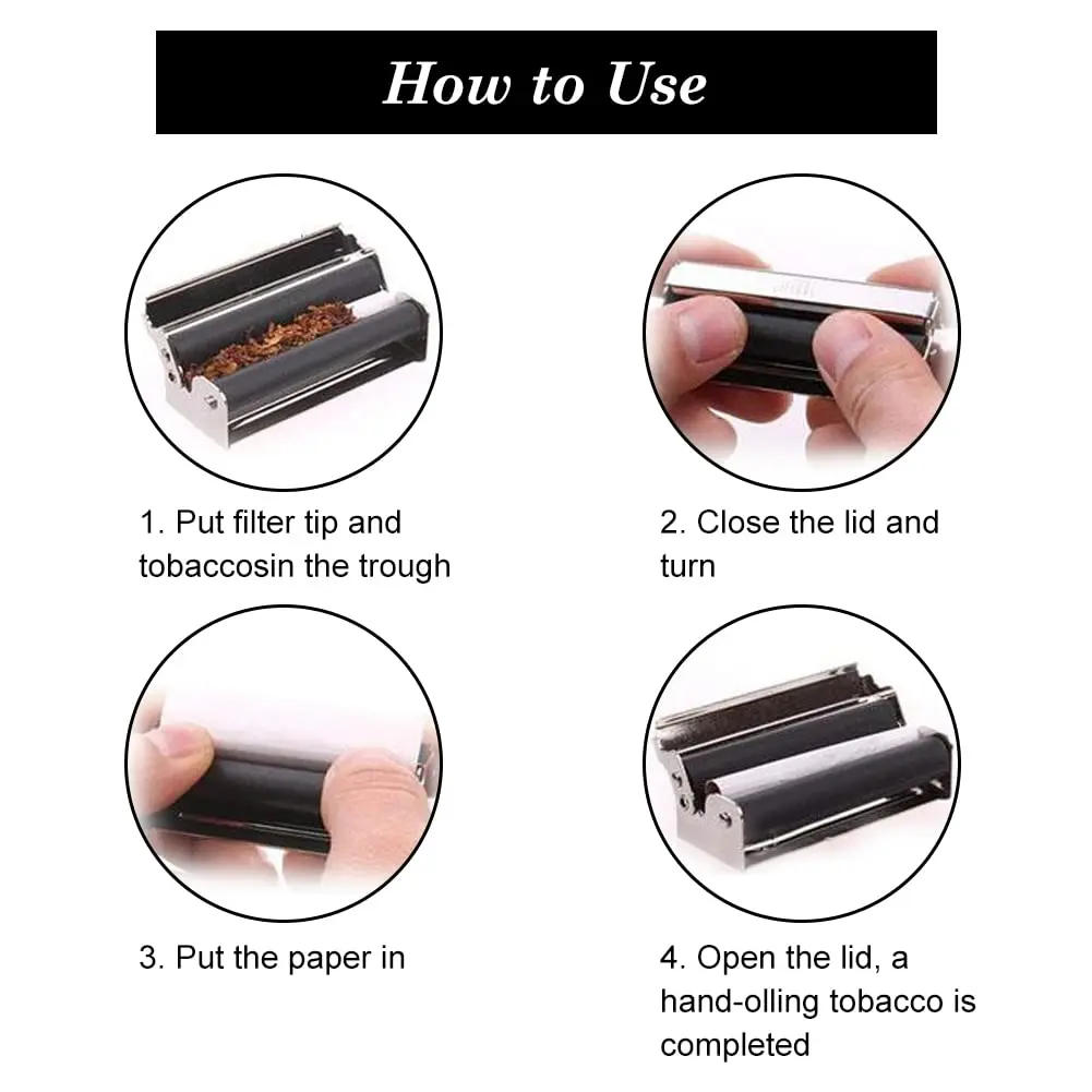 Description Picture 4 of itemPortable Tobacco Roller Cigarette Maker Metal 70mm 78mm 110mm Hand Rolling Paper Machine Smoking Accessories Gadgets for Men