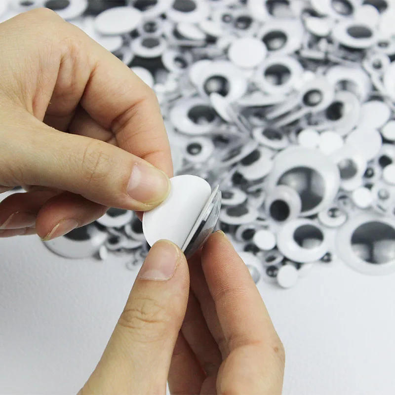 Description Picture 4 of item100Ps Self-Adhesive Wiggly Googly Doll Eye Movable Simulation Cartoon Animal Eyeball DIY Kindergarten Children Craft Supplies