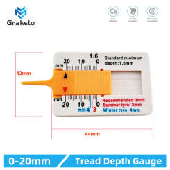 0-20mm Tread Depth Gauge For Car Tyre Tire Meter Thickness Gauges Automobile Tire Wear Detection Measuring Tools Depth Caliper
