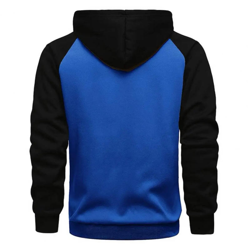 Description Picture 5 of itemHooded Sweatshirt Color Blocking Long Sleeve Coat Men's Drawstring Hooded Cardigan Jacket for Fall Spring with Zipper Closure