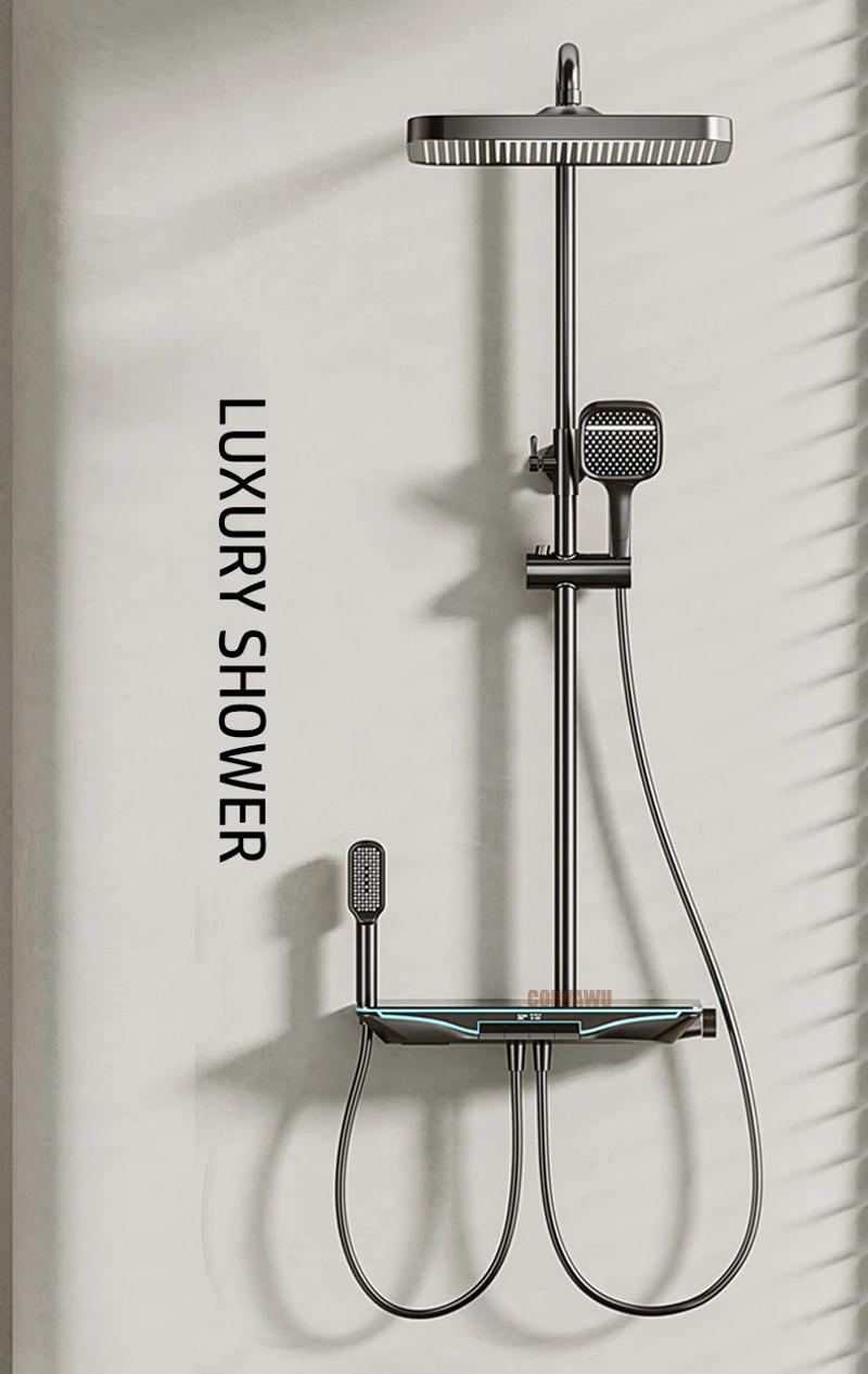 Description Picture 2 of itemHot Cold Shower Mixer Faucet Bathroom LED Digital Atmosphere Thermostatic Shower System Bathtub Wall Mount SPA Rain Bath Tap Set