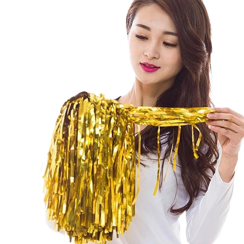 Description Picture 6 of itemCheerleading Poms with Handle Cheer Balls Gold Yellow Pink Red Green Blue for Hand Dance Women Girl Kids Pompoms Accessories