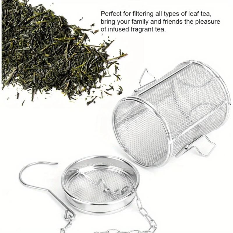 Description Picture 4 of itemStainless Steel Mesh Tea Strainer Spice Filter Tea Infuser Soup Seasonings Separation Basket with Chain Hook to Brew Loose Leaf