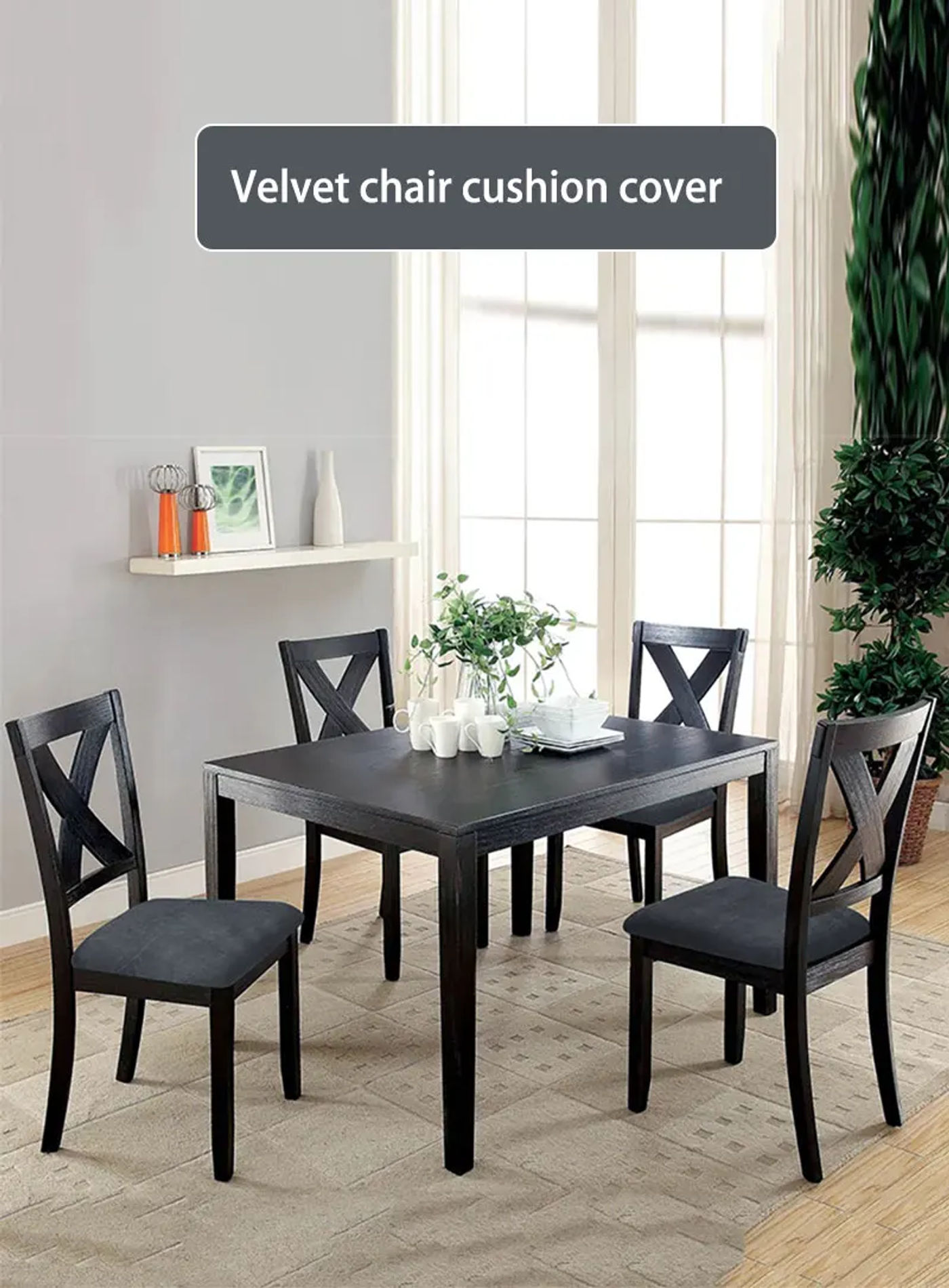Description Picture 2 of item1pc Velvet Chair Cushion Cover Stretch Hotel Restaurant Strap Chair Seat Cover For Living Room Thicken Non-slip Office Protector