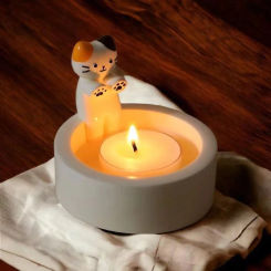Cartoon Kitten Candle Holder Cat Heating Decoration Candle Holders  Home Decor Candlestick