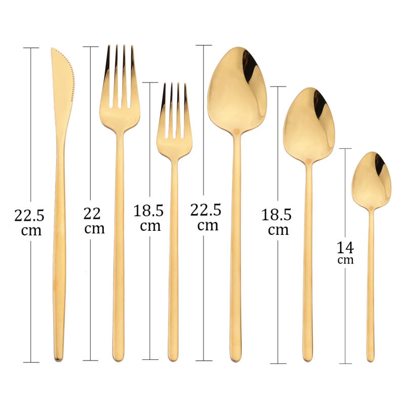 Description Picture 3 of itemNew 2023 Cutlery Set 18/10 Stainless Steel Flatware Set Fork Spoon Knife Dinner Set Golden Dinnerware Set Kitchen Silverware