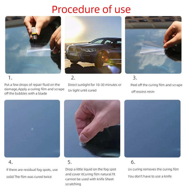 Description Picture 4 of itemNew Glass Repair Fluid Front Windshield Scratches Repair Windshield Cracks Non-trace Adhesive Reduction