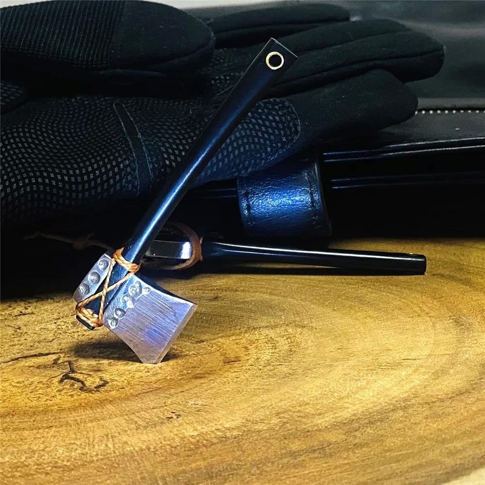 Description Picture 3 of itemStainless Steel Sharp Mini Axe Wood Handle Tyni Fixed Blade Knife Outdoor Camping Survival Keychain Knife Unpacking EDC Tool