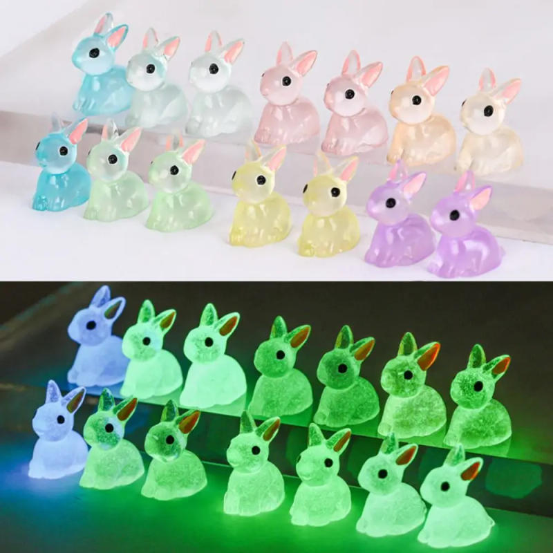 Description Picture 2 of item1PC DIY Cute Luminous Bunnies Microlandscape Gardening New Mini Rabbit Ornaments Home Decor Fairy Miniature Figurines