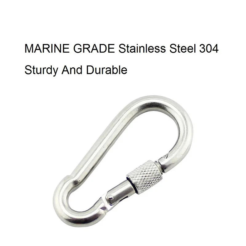 Description Picture 4 of item5PCS 304 Screw Stainless Steel 304 Snap Hook Carabiner 50mm 60mm 70mm 80mm Length Screw Lock Round Carabiner Climbing