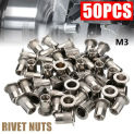 50pcs Knurled Nuts Rivet Nut Nutsert Cap Carbon Steel M3-M6 Rivet Nut  Cap Flat Read Threaded Insert Stainless Steel