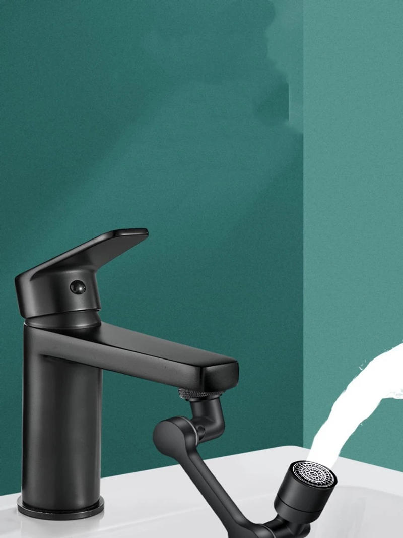 Description Picture 5 of itemBlack 1080° Universal Rotation Faucet Sprayer Head Dual Effluent Washbasin Kitchen Robot Arm Extension Faucets Aerator Bubbler