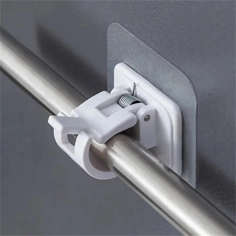 Description Picture 4 of item2/4pcs Nail-Free Adjustable Curtain Rod Holder Clamp Hook Rod Bracket Holders Adhesive Wall Curtain Fixed Clip Hanging Rack Hook