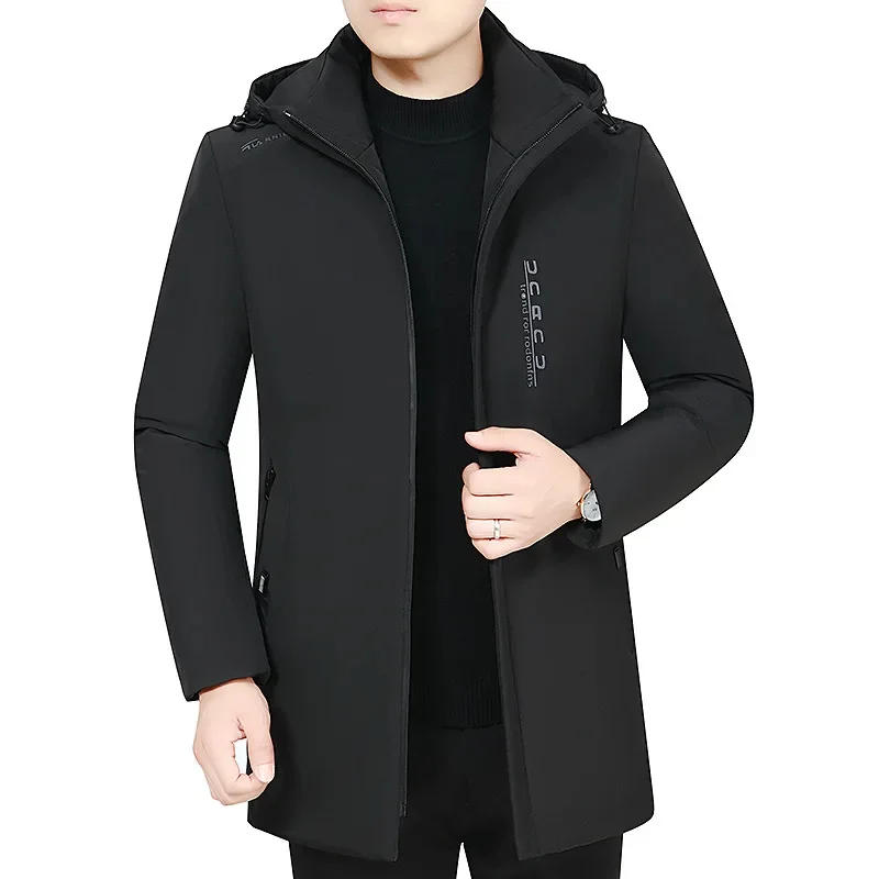 Description Picture 4 of itemMen Winter Parka Warm Thickened Hooded Cotton Jacket Plus Size Coat Solid Waterproof Bomber Zipper s
