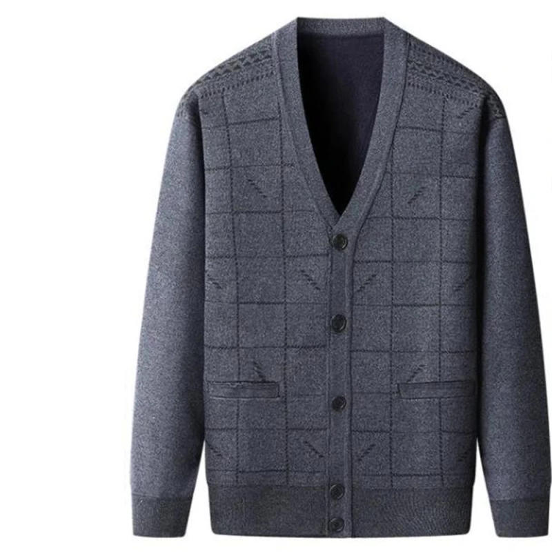 Description Picture 3 of itemNew Cardigan Men Sweater Knitted Jacket Coat Mens V Neck Knitwear Fashion Print Smart Causal Warm Knitting Cardigan Coat Men