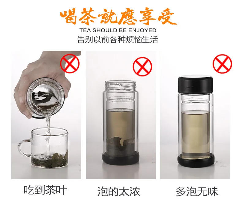 Description Picture 5 of itemInsulated Tea Tumbler Removable Infuser Portable Travel Double Wall Glass Water Bottle Lid Loose Leaf Separation Canister 360ml