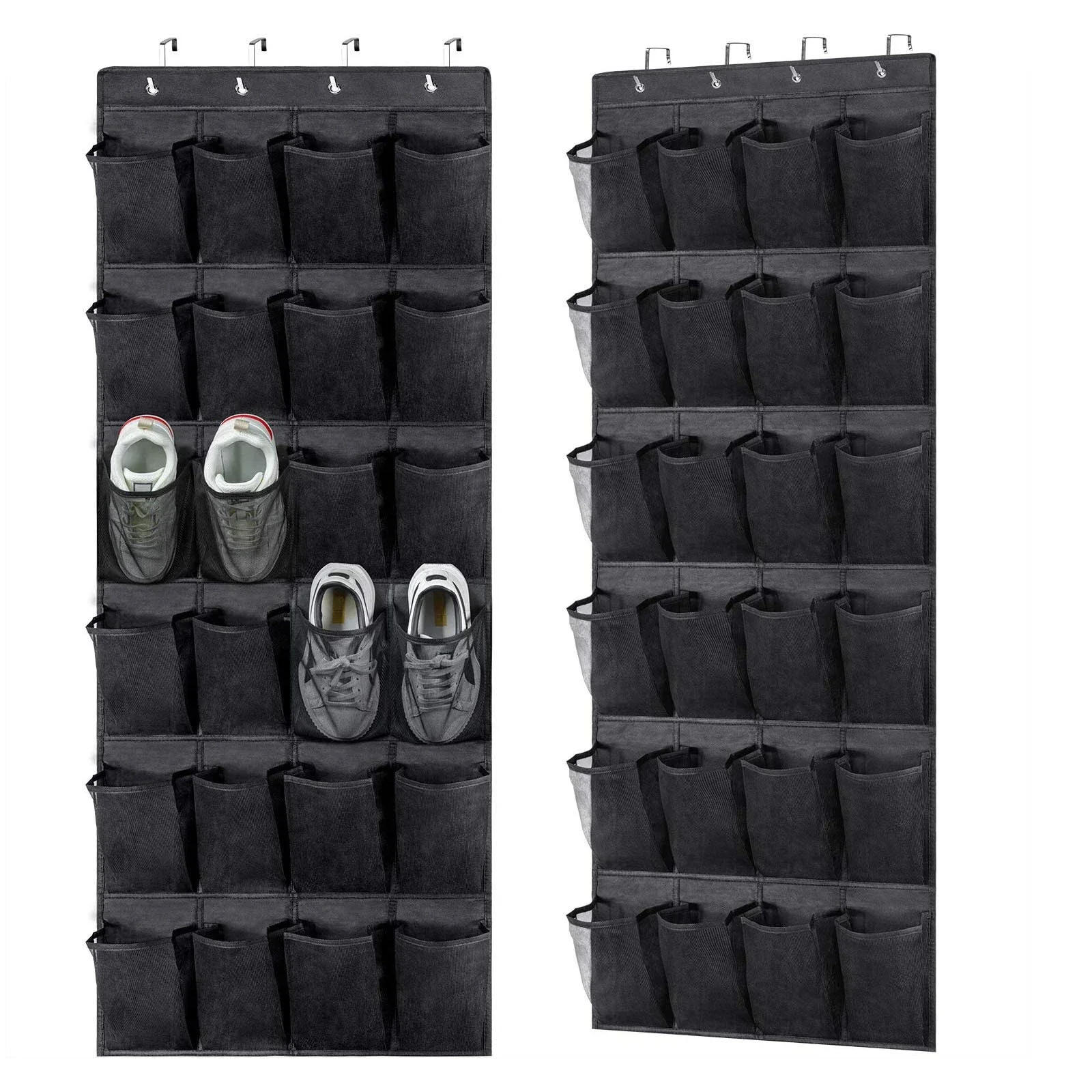 Description Picture 5 of item24 Pockets Over the Door Shoe Organizer Large Mesh Pockets With 4 Hooks Transparent Fabric Shoe Rack Storage Bag For Bedroom