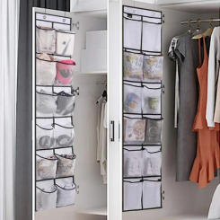 12 compartments behind the door underwear storage hanging bag mesh pocket slippers organizing non-woven storage bag