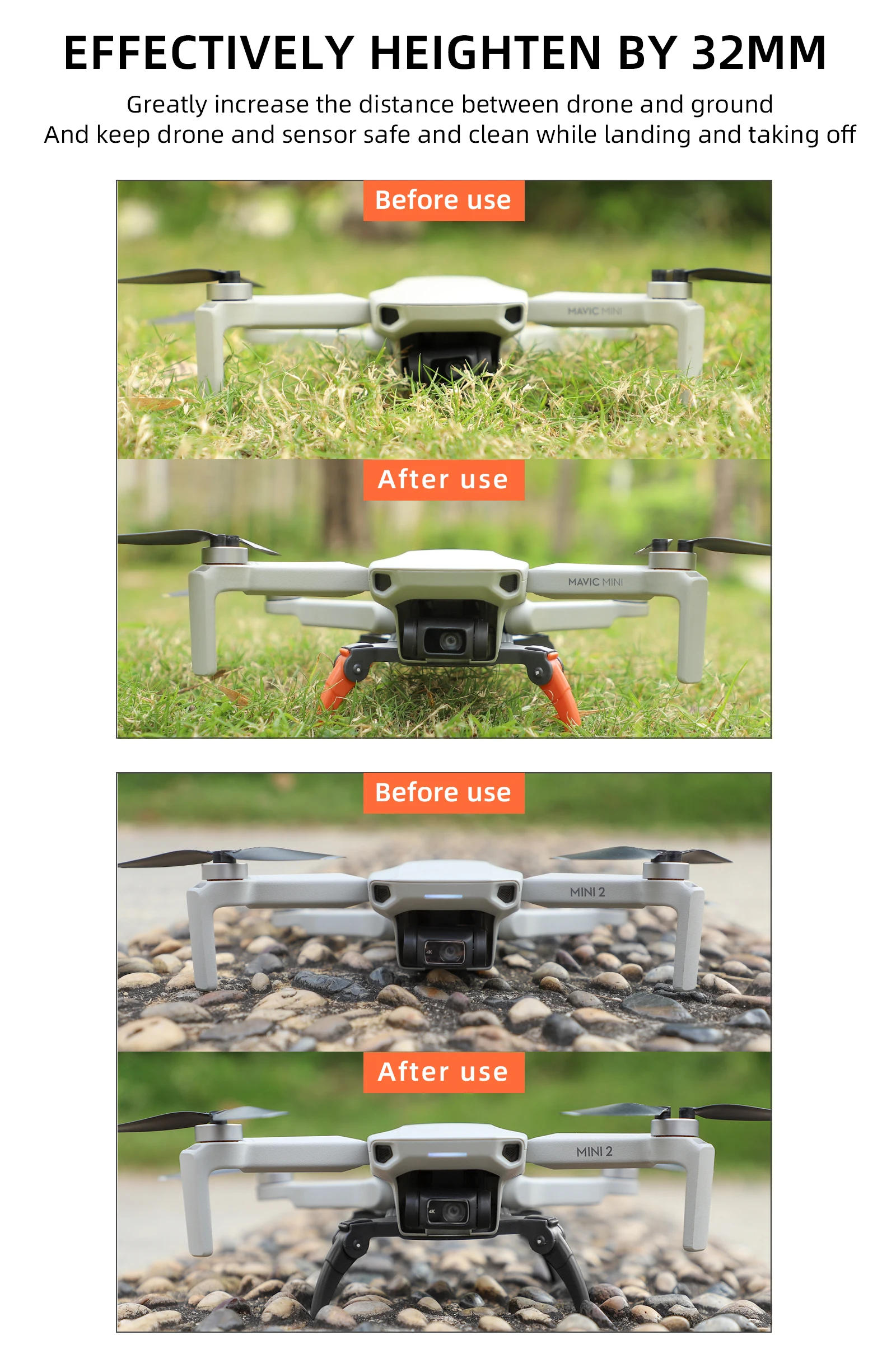 Description Picture 5 of itemFor DJI Mini 4K/Mini 2 / Mavic Mini / Mini Se Landing Gear Heightened Extender Landing Legs Accessories