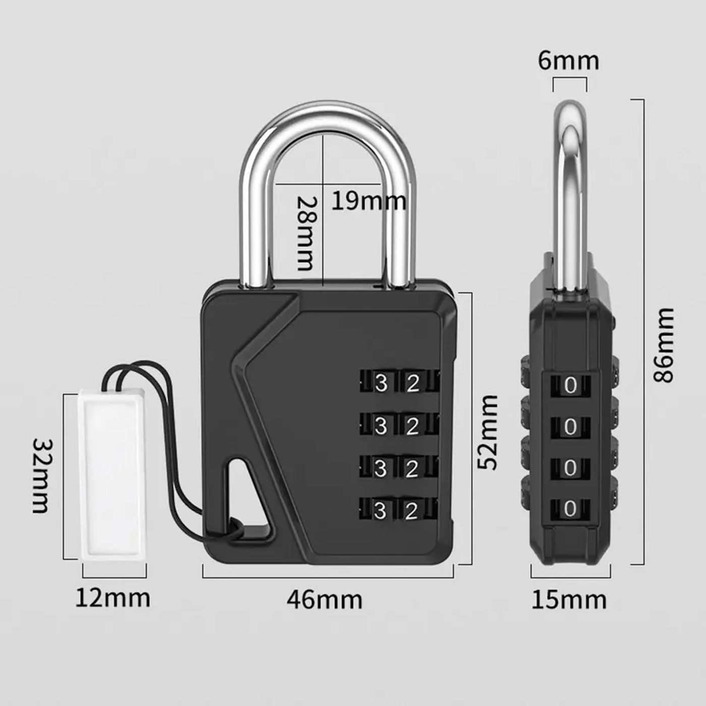Description Picture 3 of itemDurable Zinc alloy 4 Digit Password Lock Anti-theft with Tag Backpack Zipper Lock Padlock Luggage Combination Lock Travel