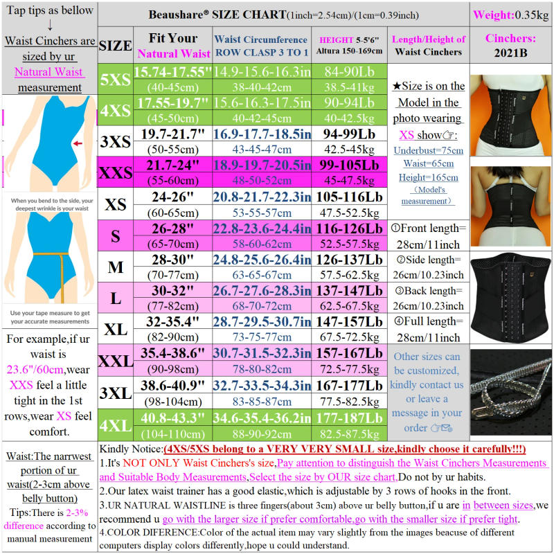 Description Picture 2 of itemBeaushare Strap Waist Trainer for Women Latex Underbust Waist Corsets Cincher Hourglass Body Shaper 3 Hooks