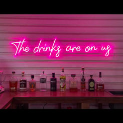 Led Neon Sign The Drinks are on Us Wedding Party Decor Neon Light Sign for Wedding Open Bar Special Events Backdrop Decor Art