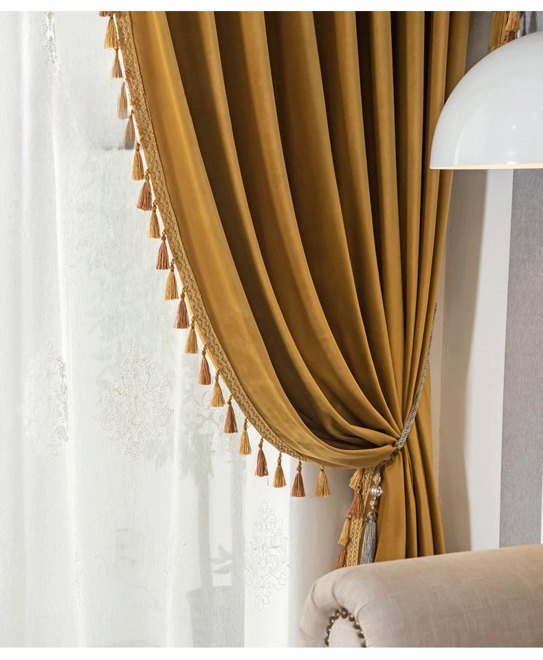 Description Picture 4 of itemEuropean Luxury Curtain for Living Room Bedroom Velvet Valance Window Curtains High Shading Drapes Custom Solid Color