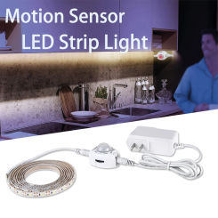 Motion Sensor LED Strip Light DC 12V Waterproof Under Cabinet Lamp For Bedroom Kitchen Flexible LED Strip US EU Power Adapter