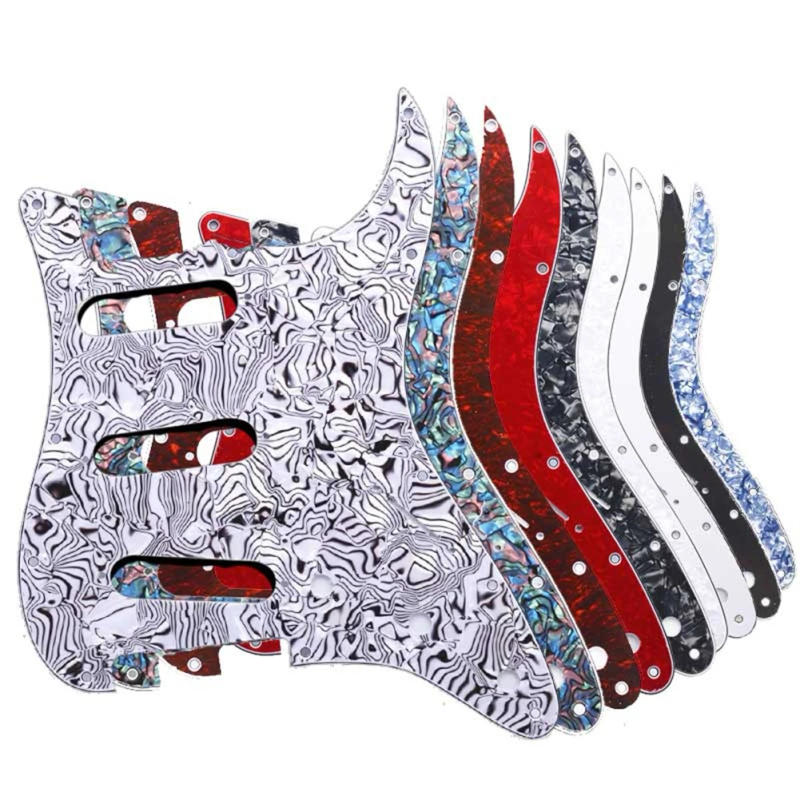 Description Picture 5 of item3 Ply 11 Holes Colorful Celluloid Guitar Pickguard Scratch Plate For Stratocaster-Guitar SSS Standard Models Guitar Accessories