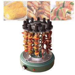 360° Automatic Revolving Vertical Grill Smokeless Barbecue BBQ Kebab Rotary Machine Rotisserie Domestic Mutton Lamb Skewer Oven