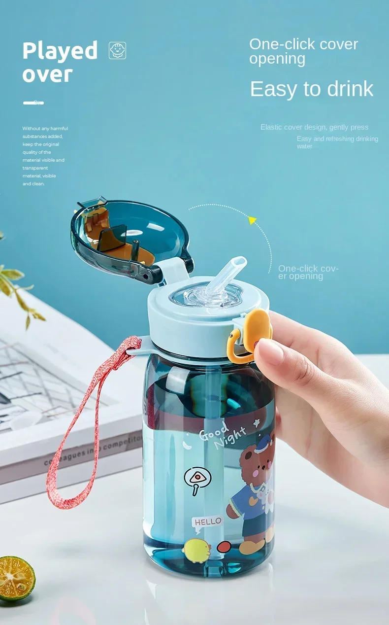 Description Picture 4 of item400ml Cute Water Straw Cup Sippy Kids Cartoon BPA Free Leakproof Water Bottles Bear Outdoor Portable Drink Bottle Children's Cup