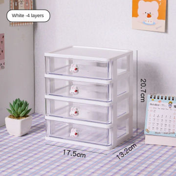 1-piece Desk Storage Drawer Cute Plastic Transparent  Box Stationery Cosmetics   Container