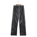 Rick Pants for Men OWENS Trousers Side Pushpin Design Leather Casual Coated Waxed RO Sweatpants Dark Style Biker Clothing