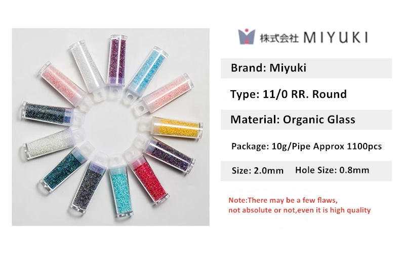 Description Picture 6 of item11/0 Miyuki Beads 2mm High Flash Opaque Round Spacer Glass Beads 1100Pcs 28 Colors For DIY Women Garments Sewing Accessories