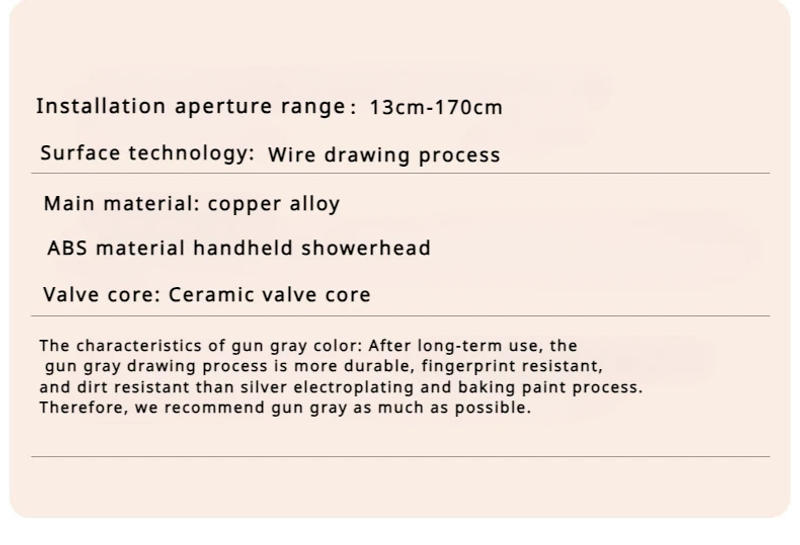 Description Picture 3 of itemBathroom shower system set, dual use hot and cold shower triple faucet, gun gray simple shower set