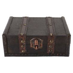 Decorative Wooden Treasure Chest Small Vintage Trinket  Jewelry Storage Box Case Desktop Ornament for Home Bedroom Living Room