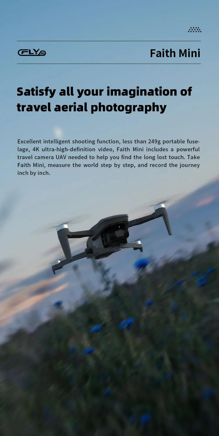 Description Picture 6 of itemCFLY Faith MINI Drone,3-Axis Gimbal Professional Camera,4K Video Camera,26 Mins Flight Time,3km Video Transmission,Light Drones