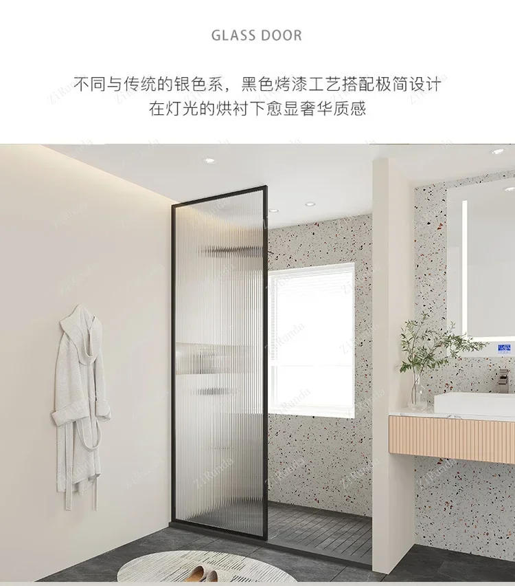 Description Picture 3 of itemShower Room Glass Partition Bathroom Glass Toilet Dry Wet Separation Sliding Door Bathroom Bath Screen