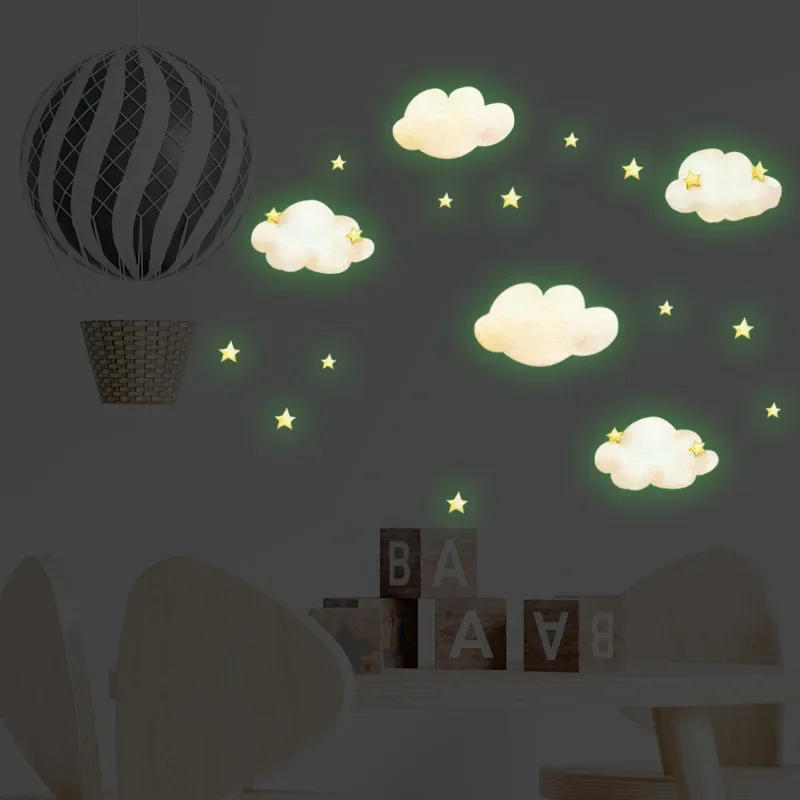 Description Picture 6 of itemCartoon Cloud Luminous Stickers Glow in The Dark Stars Wall Stickers for Kids Rooms Bedroom Ceiling Home Decoration Wall Decals