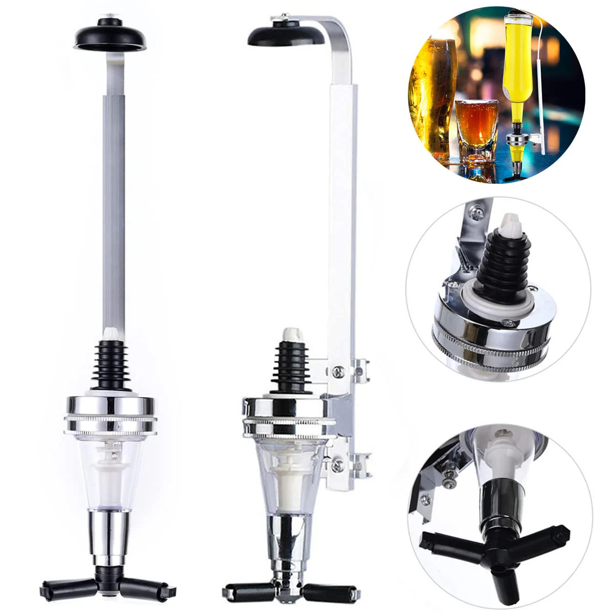 Description Picture 3 of itemWall-Mounted 1 Bottle Liquor Dispenser Wine Rack, Bar Butler Holder Drinks Alcohol Shot Station Liquor Beverage Whisky Dispenser