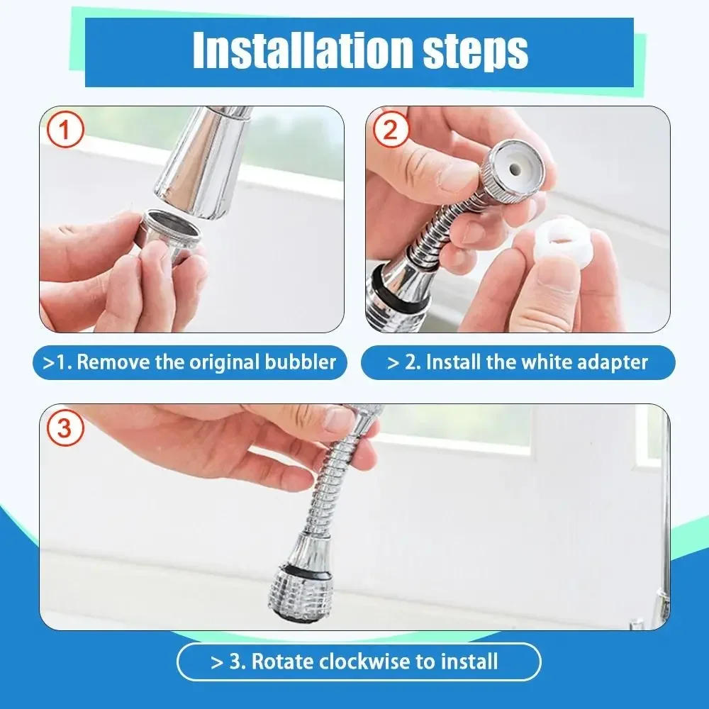 Description Picture 5 of item360 Degree Faucet Rotating Bubbler Filter Nozzle Booster Nozzle Extender Anti Splash Head Water Saver Bathroom Kitchen Tools