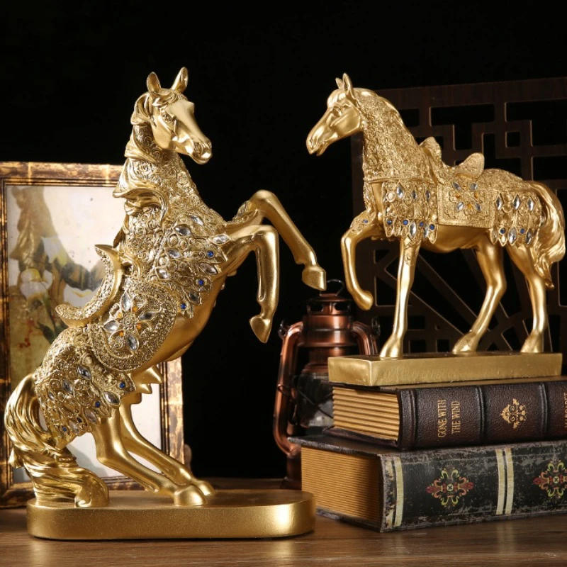 Description Picture 2 of itemGolden Horse Ornament Living Room TV Cabinet Wine Cabinets Decorative Model Office Tabletop Ornament Housewarming Gift