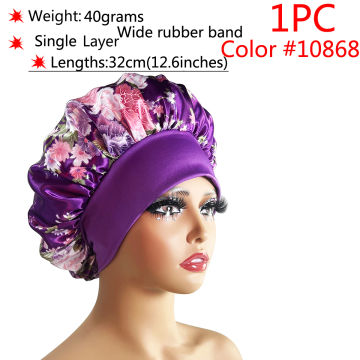 1PCS 6 Colors Extra Large Single Layer Satin Bonnet Sleep Cap Night Hat Head Cover Cheveux Nuit For Protect Curly Hair