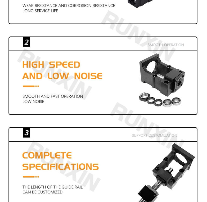 Description Picture 4 of itemRXTNC C7 Ball Screw Kit SFU3205 L300-1400mm with Single Nut+BF25+DSG32H+Coupling+HM25-110 Motor Mount for cnc 3d printer part