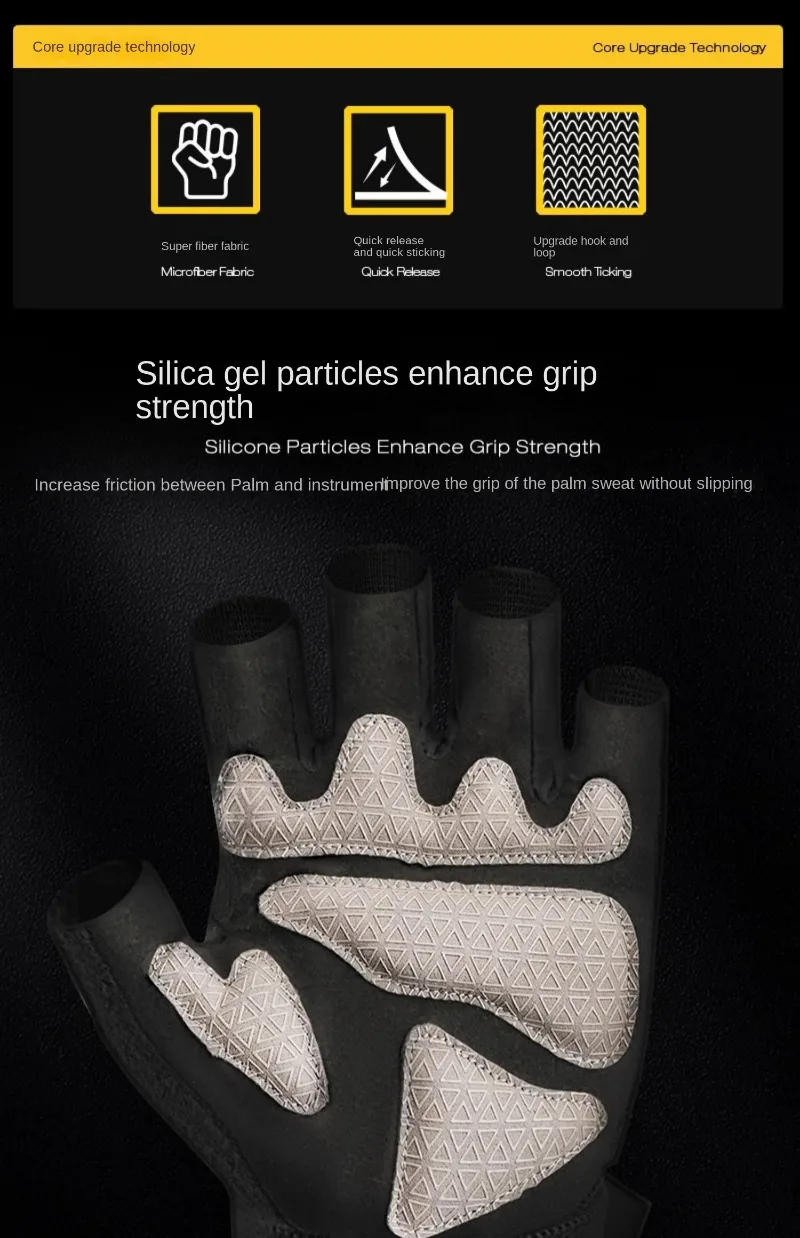 Description Picture 5 of itemGym Gloves Fitness Weight Lifting Gloves Body Building Training Sports Exercise Cycling Sport Workout Half Finger Glove for Men