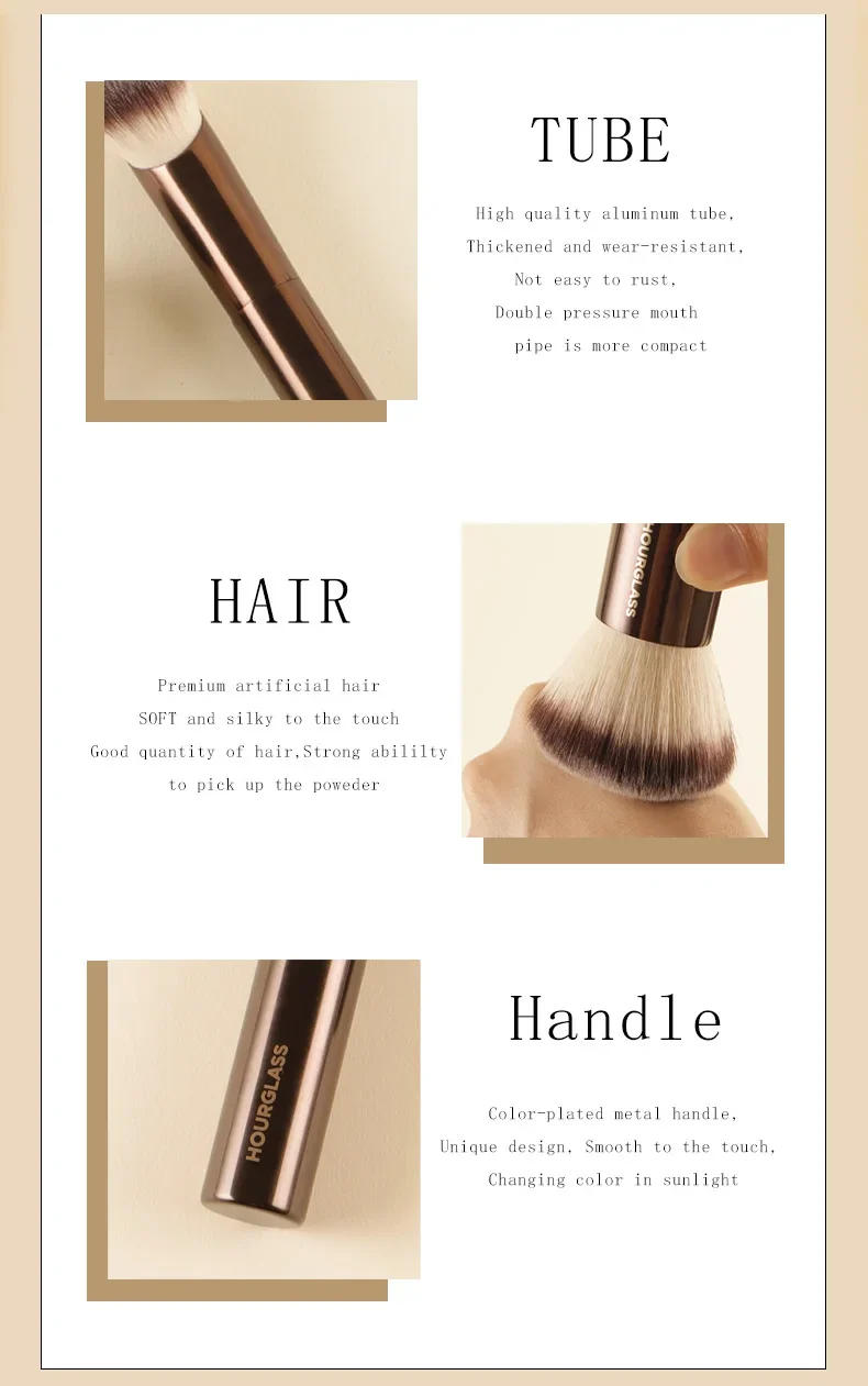 Description Picture 3 of itemHourglass Makeup Brush All Kinds Eyeshadow Foundation Concealer Powder Bronzer Blusher Eyeliner Retractable Professional Brushes