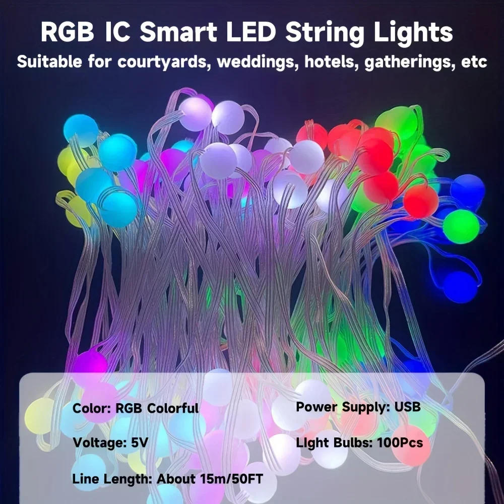 Description Picture 4 of itemRGBIC LED String Light Waterproof Bluetooth Fairy Lights Music Dream Color Lights APP Control Christmas Tree Lamp Home Decor
