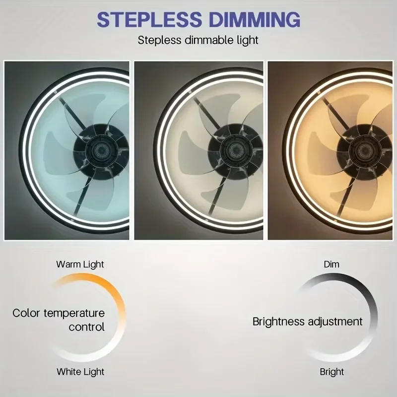 Description Picture 6 of itemSimple LED Ceiling Fan Light Remote Control Infinite Dimming 6 Level Wind Speed Modern Living Room Bedroom Chandelier Fan