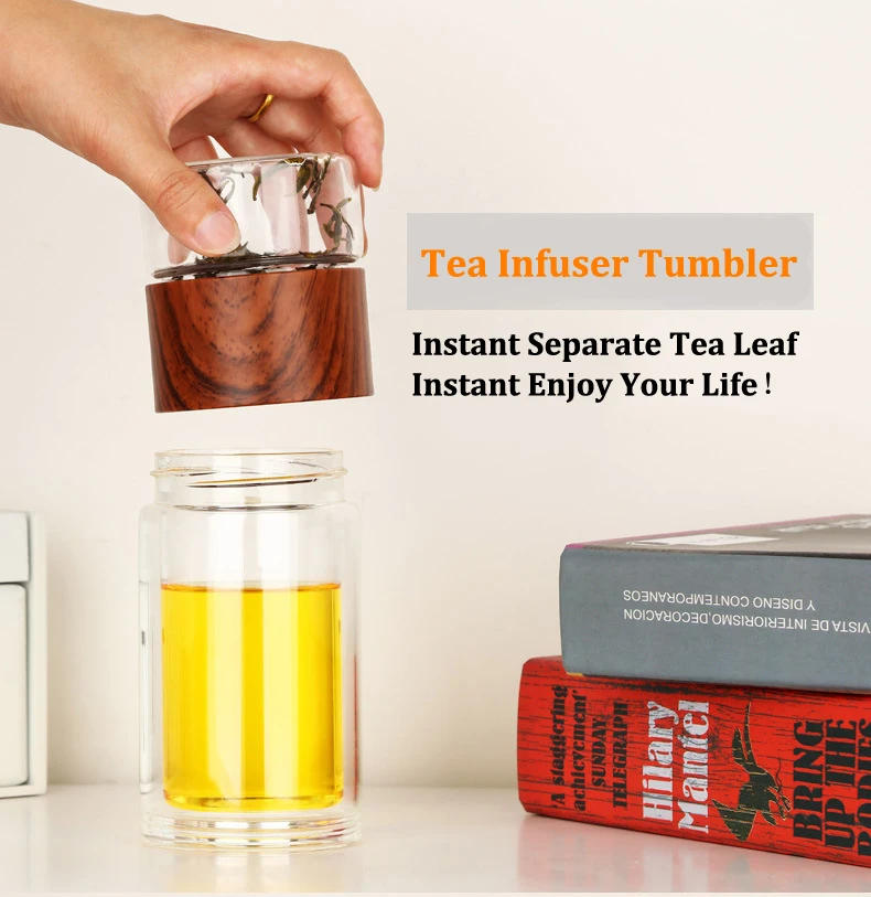 Description Picture 3 of itemInsulated Tea Tumbler Removable Infuser Portable Travel Double Wall Glass Water Bottle Lid Loose Leaf Separation Canister 360ml