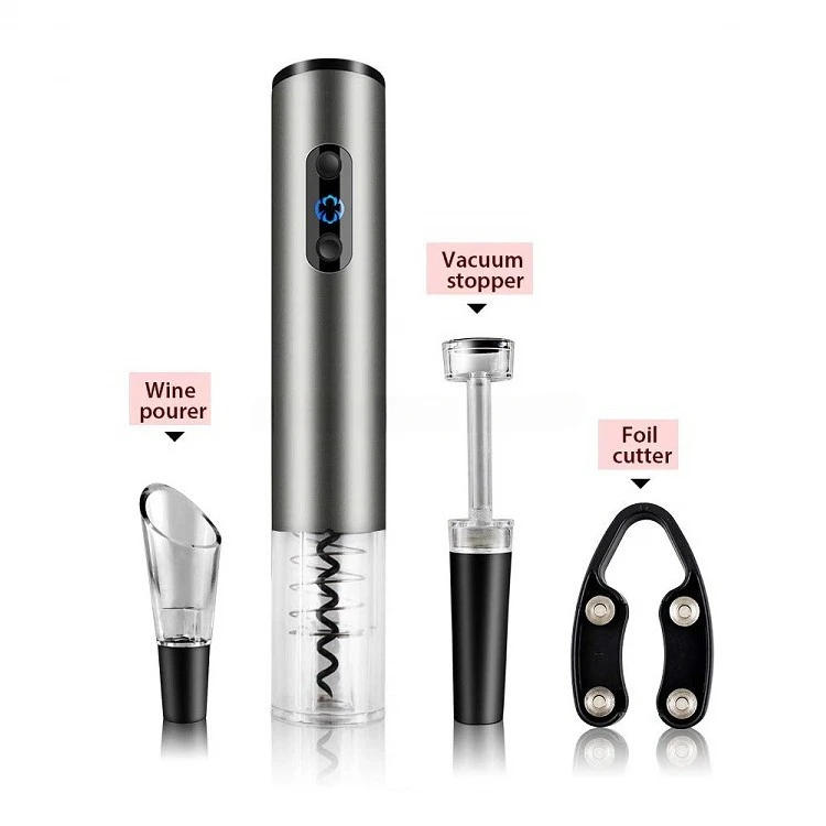 Description Picture 3 of itemAmazon Top Seller Promotional Electric Wine Opener Gift Set 4 in 1 Cutter Pourer Stopper in Color Gift Box Packing